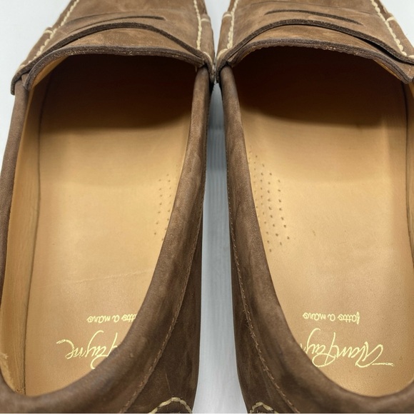 Alan Payne Fatto A Mano Suede Penny Loafers 10 Slip On Moccasin Hand Made - Picture 4 of 8